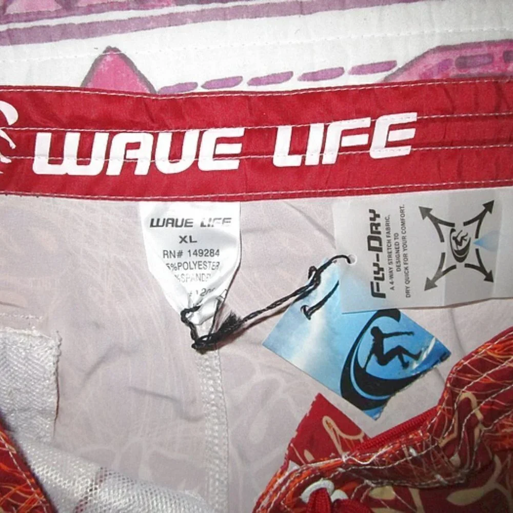 Wave Life Swim Trunks Mens XL Pockets Stretch Unlined Board Shorts Beach Resort